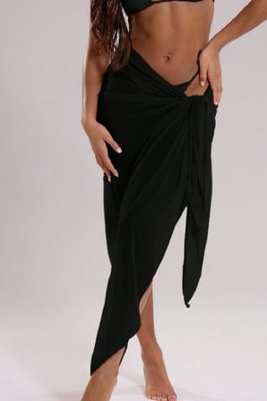 Vitaliselanfashion Kadın Siyah Bodrum Stili Bağlama Detaylı 150x75 Pareo