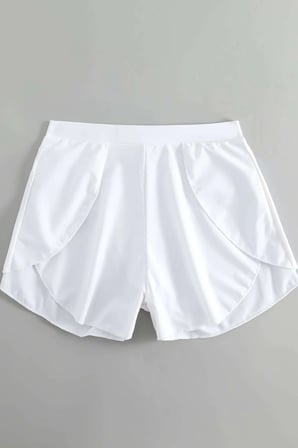 Vitaliselanfashion Kadın Beyaz Yırtmaçlı Etek Görünümlü Şık Deniz Şortu