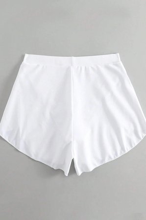 Vitaliselanfashion Kadın Beyaz Yırtmaçlı Etek Görünümlü Şık Deniz Şortu