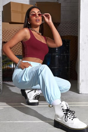 Vitaliselanfashion Kadın Bordo Kalın Askılı Crop Top Büstiyer