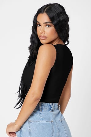 Vitaliselanfashion Kadın Siyah Kare Yaka Crop Top Bluz