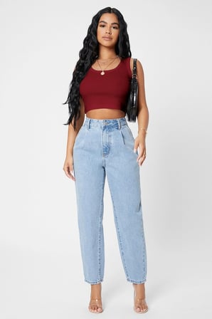 Vitaliselanfashion Kadın Bordo Kare Yaka Crop Top Bluz