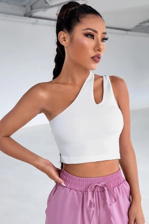 Vitaliselanfashion Kadın Beyaz Tek Omuz Cut Out Detaylı Crop Top Bluz