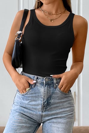 Vitaliselanfashion Kadın Siyah Kolsuz Kalın Askılı Uzun Crop Top Bluz & Atlet
