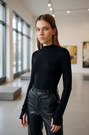 Vitaliselanfashion Kadın Siyah Parmak Detaylı Esnek Uzun Kollu Body