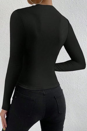 Vitaliselanfashion Kadın Siyah Belden ve Boyundan Büzgü Detaylı Uzun Kollu Bluz