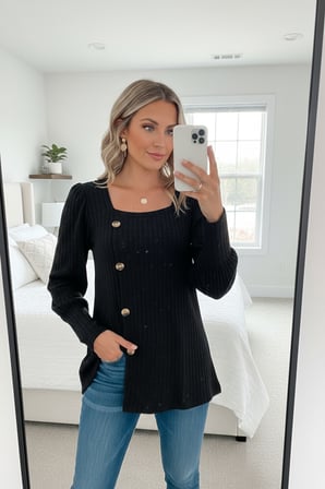Vitaliselanfashion Kadın Uzun Kollu Düğmeli Mevsimlik Bluz – Yumuşak Dokulu, Esnek ve Sıcak Tutan Kumaş