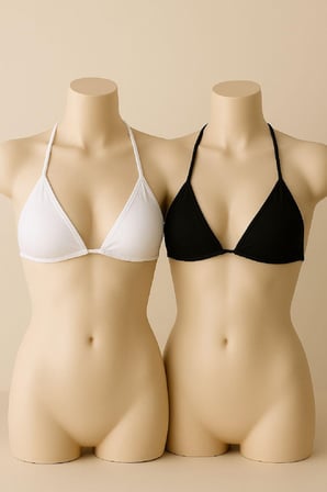 Vitaliselanfashion Kadın Siyah ve Beyaz Minimal Kesim Üçgen Bikini Üstü