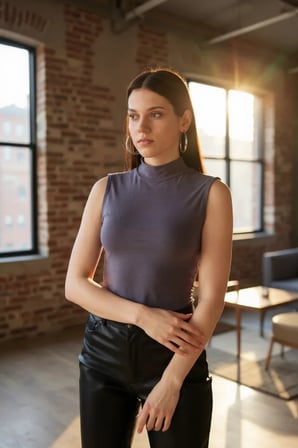 Vitaliselanfashion Kadın Antrasit Gri Kolsuz Balıkçı Yaka Basic Bluz