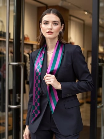 Vitaliselanfashion Mor Çizgi Desenli Kadın Fular,Ceket, Elbise ve Gömlek Kombinleri İçin, Hediye Olarak İdeal