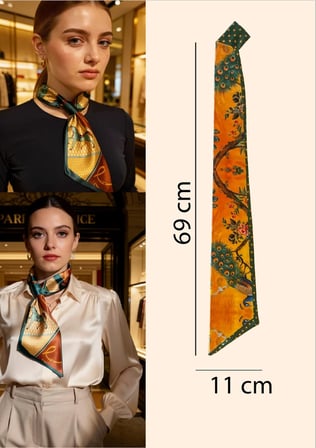 Vitaliselanfashion Etnik Desen Kombin Tamamlayıcı Kadın Saten Fular Günlük&Özel Gün,Hediye Olarak Alınır