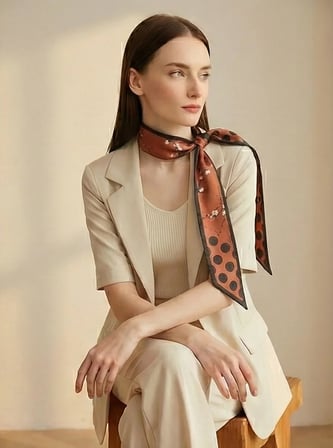 Vitaliselanfashion Kadın Siyah Çiçek Puantiye Modern Geometrik Desenli Fular– Ofis ve Günlük Stil – Şık Hediye Seçeneği