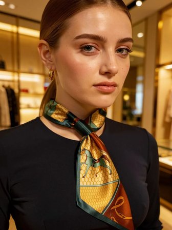 Vitaliselanfashion Klasik At Desenli Kadın Boyun Fuları,Minimal ve Şık Stil Kadın Boyun Fuları,Elbise Aksesuar