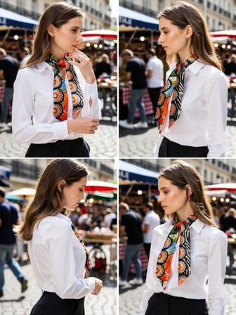 Vitaliselanfashion Kadın Renkli Saten Geometrik Desenli Fular Zarif ve Canlı Tasarım – Günlük & Ofis, Hediye Edilebilir