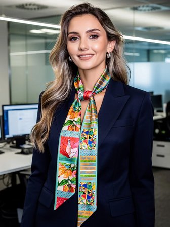 Vitaliselanfashion Kadın Çiçek Hayvan Desenli Modern Fular – Boyun, Çanta & Saç Aksesuarı – Şık Hediye Alternatifi