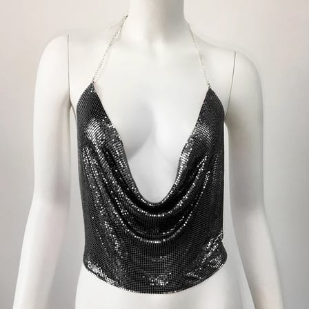 Vitaliselanfashion Parlak Siyah Crop & Bluz Kolsuz Kayık Yaka Zırh Büstiyer