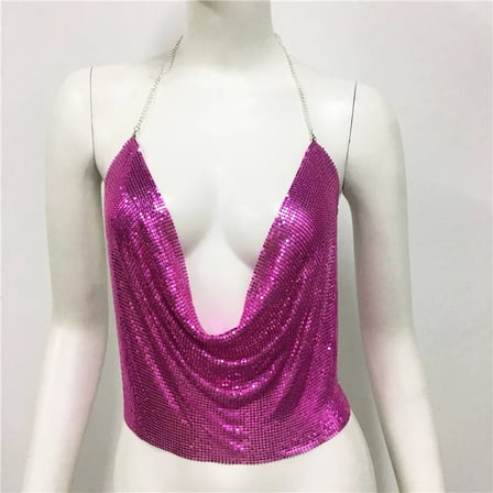 Vitaliselanfashion Parlak Fuşya Crop & Bluz Kolsuz Kayık Yaka Zırh Büstiyer