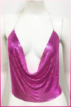 Vitaliselanfashion Parlak Fuşya Zırh Bustiyer, Zarif Parlak Crop