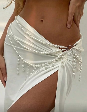 Vitaliselanfashion Bel Aksesuarı, Seksi Görünümlü , İncili Kostüm