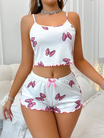 Vitaliselanfashion Kadın Fiyonklu Beyaz Şortlu Pijama Takımı
