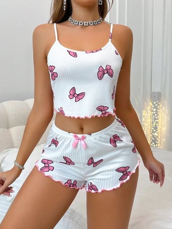 Vitaliselanfashion Kadın Fiyonklu Beyaz Şortlu Pijama Takımı
