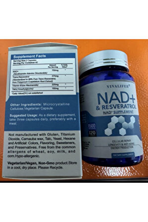 Vivalifer Nad+ Resveratrol Nad Tmg 1500 Mg 120 Caps
