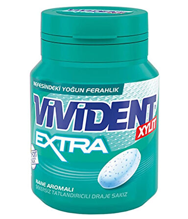 Vivident Extra Mentol-Nane Aromalı Şekersiz-Tatlandırıcılı Draje Sakız Kutu 66g