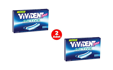 Vivident Xylit Active Mikro Kristaller Nane Aromalı Şekersiz-Tatlandırıcılı Şerit Sakız 33g (2 ADET)