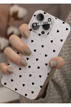 Vivo V40 5G Uyumlu Mini Siyah Kalp Tasarımlı Şeffaf Telefon Kılıfı Kapak Case