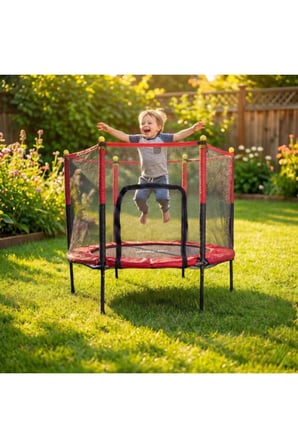 4 Adet Trambolin – Fileli 140 CM Büyük Boy Çelik Gövde, Güvenlik Filesi, Bahçe Kullanımı, Trampoline