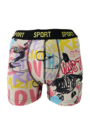 Erkek Desenli 5'li Premium Kutu Penye Pamuklu Likralı Boxer