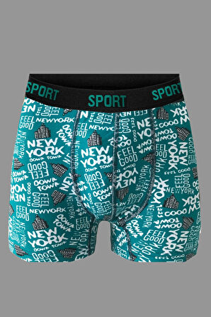 Erkek Desenli Premium Penye Pamuklu Likralı Boxer - 10'lu Set