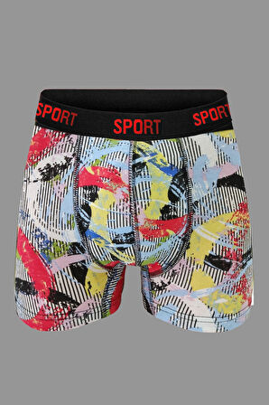 Erkek Desenli Premium Penye Pamuklu Likralı Boxer - 10'lu Set
