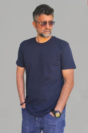 Erkek Beyaz-siyah-laci-yeşil Slim Fit Bisiklet Yaka Pamuk Elastan 4'lü Basic Tişört