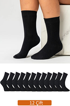 12'li Premium Kadın Siyah Soket Çorap