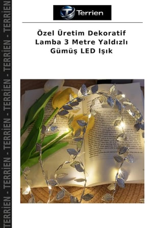 Özel Üretim Dekoratif Lamba 3 Metre Yaldızlı Gümüş LED Işık