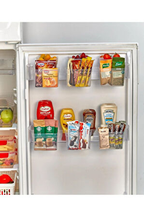 8 Adet Asılabilir Buzdolabı Kapak İçi Raf Organizeri, Çok Amaçlı Mini Kutu Seti Askılı Kap