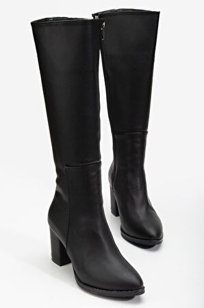 Valery Topuklu  Deri Çizme Siyah 