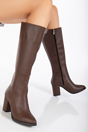 Valery Topuklu  Deri Çizme Siyah