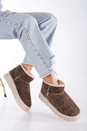 Viola Kalın Taban Bilek Boy Ugg Leopar