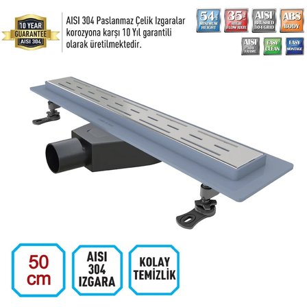 VALTEMO RİTMOLİNE BASE SQUARE 50 CM DUŞ KANALI
