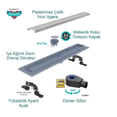 VALTEMO RİTMOLİNE BASE SQUARE 60 CM DUŞ KANALI (KROM)