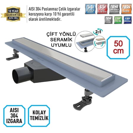 VALTEMO RİTMOLİNE TRENDY 50 CM DUŞ KANALI (KROM)