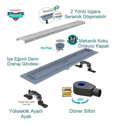 VALTEMO RİTMOLİNE TRENDY 50 CM DUŞ KANALI (KROM)