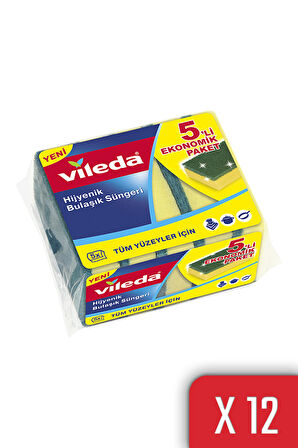 12 Paket 5 Li Yeşil Klasik Düz Sünger