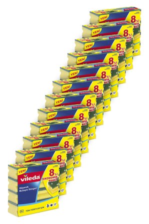 Vileda 12 Paket 8 li Yeşil Klasik Oluklu Sünger