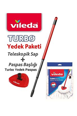 Vileda Turbo Sap + Turbo Classic Üçgen Başlık + Mikrofiber Yedek Paspas 3'lü Avantaj Set