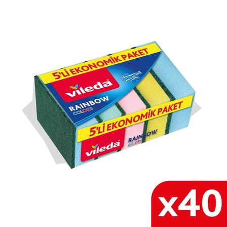 Vileda 40 Paket 5 li Rainbow Bulaşık Süngeri