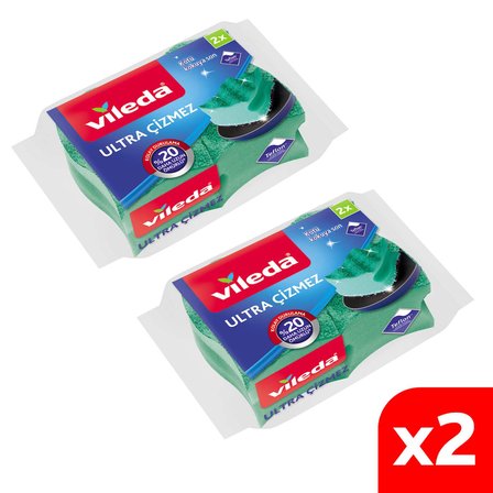 Vileda 2 Paket 2 li Ultra Çizmez Oluklu Bulaşık Süngeri