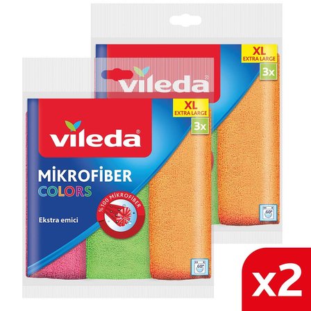 Vileda 2 Paket 3 lü Mikrofiber Colors XL 36x38 Temizlik Bezi